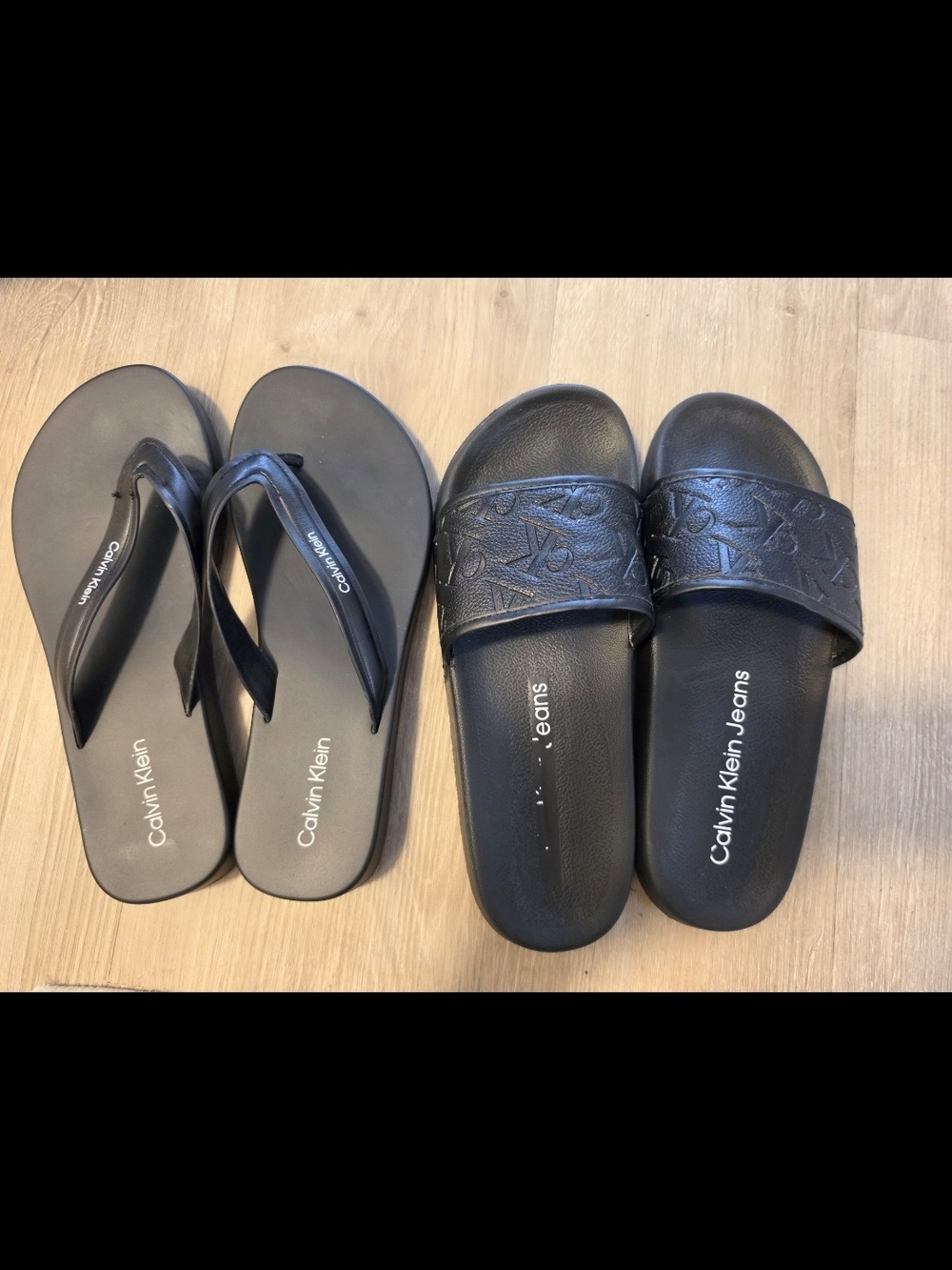 Calvin Klein BUNDLE Black Slide and Thong Sandal Duo